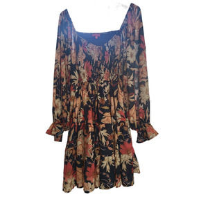 Flying Tomato Lisburn Smocked Short Lined Dress in Autumn Bloom - 2X